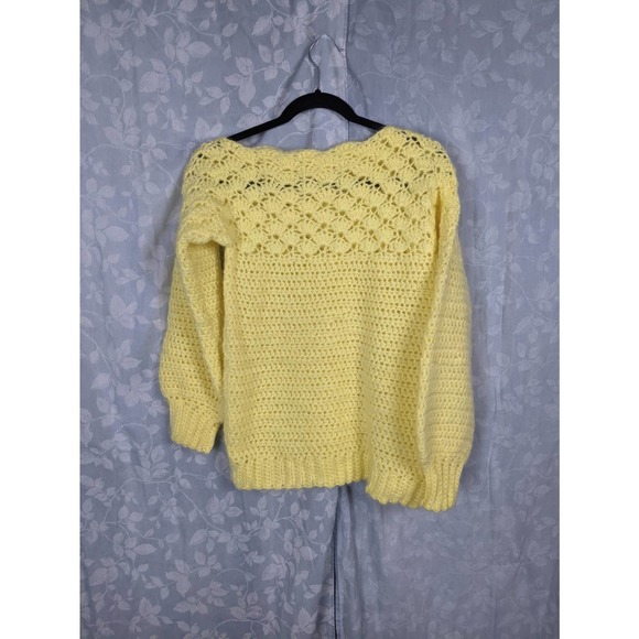Handknit Vibrant Yellow Chunky Knit Sweater M - Picture 3 of 4